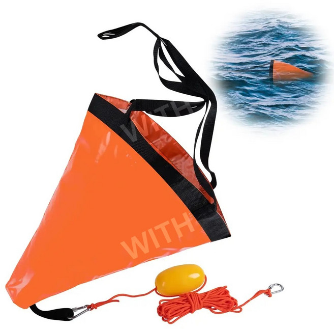 풍닻 Goture 낚시 보트 트롤링 삭스용 드리프트 삭스 바다 앵커 드로그 30 피트 카약 견인 로프 라인 부표 볼 포함 19 인치 24 42 53, [02] 풍닻 S