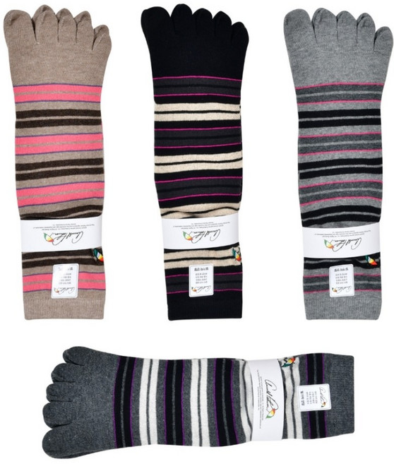 [아놀드파마] 5켤레 여성 스트라이프 단목 발가락 스포츠발목양말