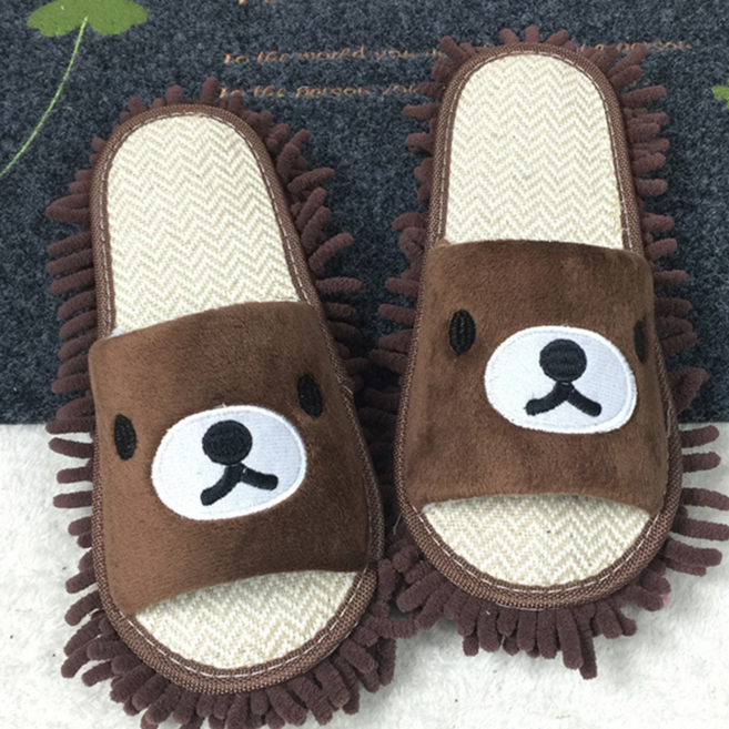 바이굿뜨 실내 청소 걸레슬리퍼, 남성용 다크브라운, 1개