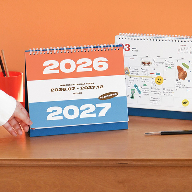 26년 27년 탁상 달력 업무용 데스크 캘린더 2026 2027, 기본 18개월