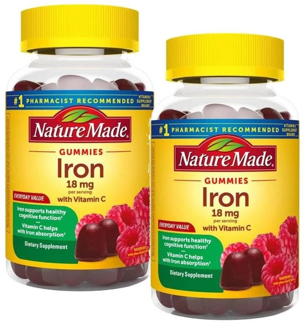 네이처메이드 철분 18mg 비타민C 함유 구미 젤리 Nature Made Iron Gummies, 2개, 70정 - 쿠팡