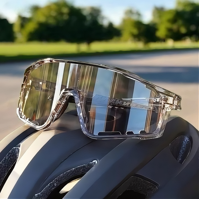 카지온 스포츠 고글 자전거 남녀공용 자외선차단 고글선글라스, 투명 그레이/투명 변색, 1개