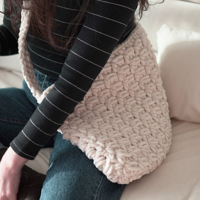 슬로우모먼츠 솜솜 제니백 - 겨울 뜨개질 가방 키트, 브라우니, 파스텔 왕코바늘(8mm)+돗바늘(대), 1개