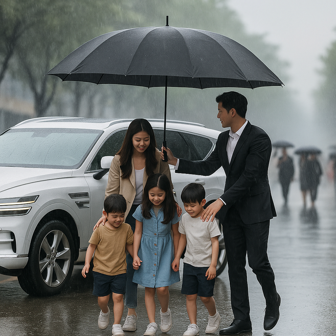 믿추 튼튼한 대형 장우산 자외선 차단, 올블랙, 1개