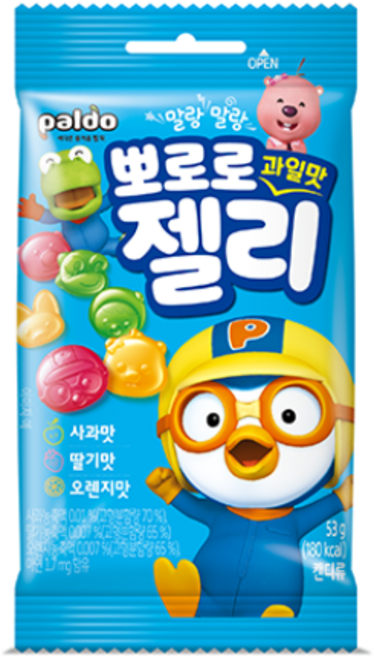 팔도 뽀로로 과일맛 젤리 53g 사과 딸기 오렌지, 2개