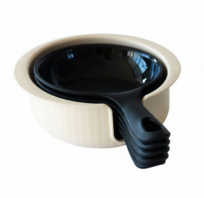 키친9단 먹방 캠핑용 안주접시 라면접시 손잡이 앞접시 5개 + 정리대 세트, 블랙, 접시 5P + 정리대 1P, 1세트