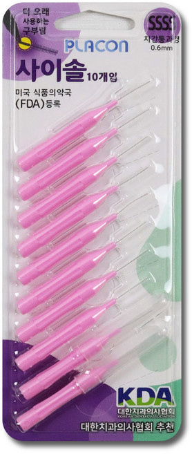 플라콘 사이솔 치간 칫솔 일회용 치간솔 (SSSS) 0.6mm 10개입, 1개