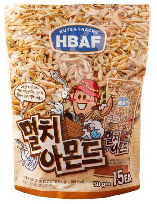 HBAF 바프 멸치아몬드, 30g, 15개