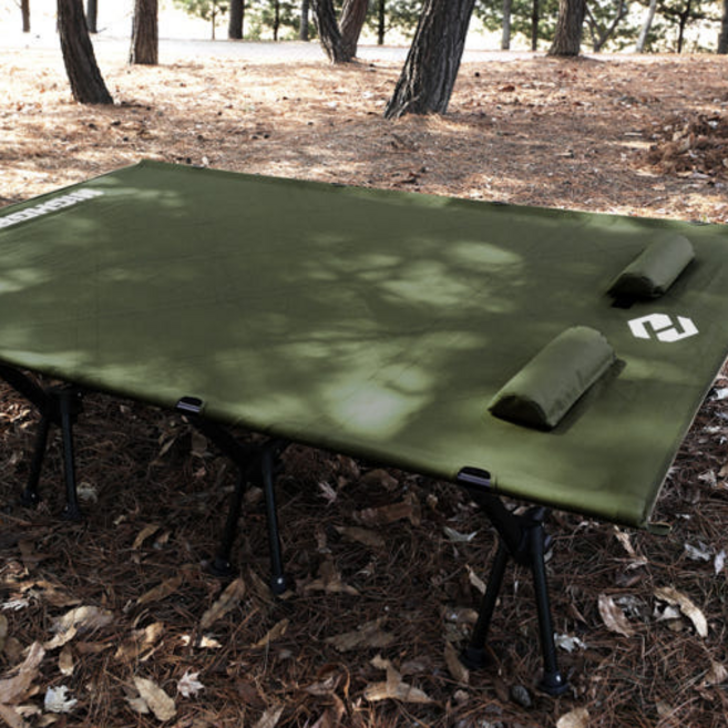 HGZ 하이그라운즈 빅루미 와이드 코트 경량 대형 2인용 더블 야전 침대, 블랙