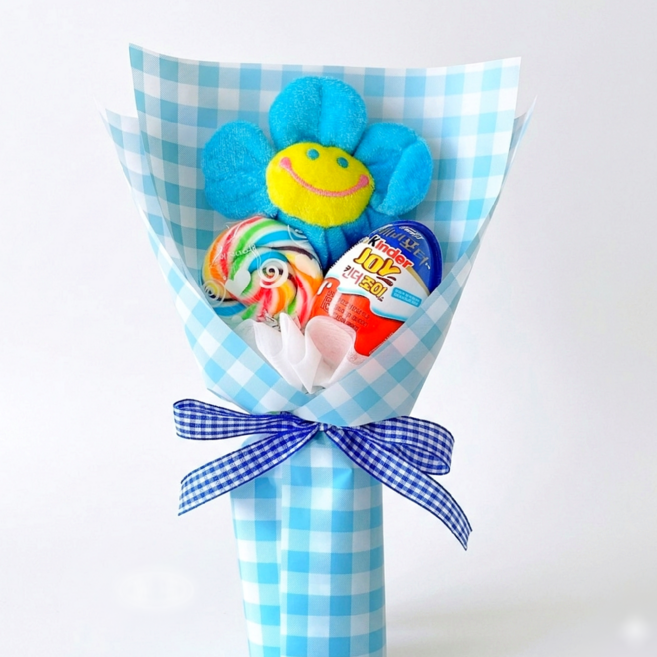 래프유 킨더조이 사탕 인형 꽃다발 1p, 파랑