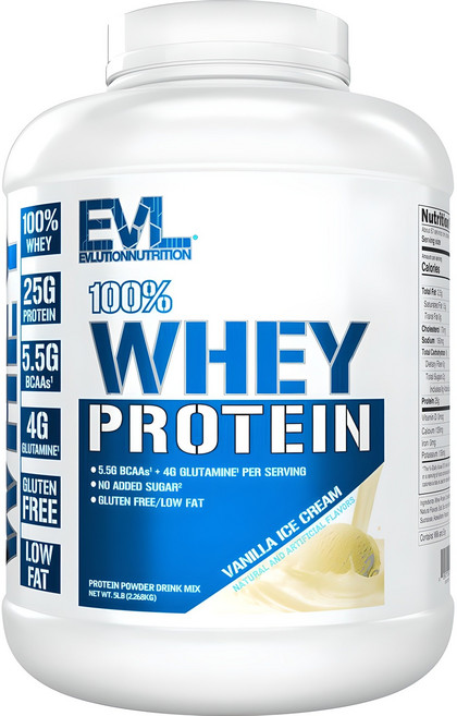 EVLUTIONNUTRITION 웨이 프로틴 바닐라 아이스 크림 맛, 2.268kg, 1개