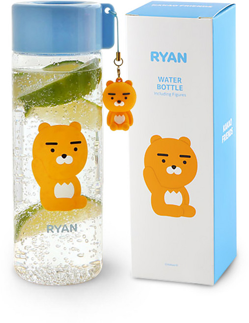 카카오프렌즈 트라이탄 물통 휴대용 라이언 피규어 보틀 550ml, 블루