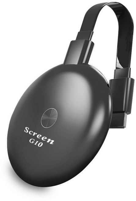 【第10代Screen G10四核心】高清4K電視棒 圓形雙頻5G全自動無線影音傳輸器, 1個, 黑