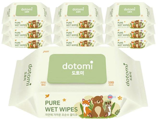 더도톰한 4겹원단 물티슈 캡형 100매 x 10팩 리트리, 10박스