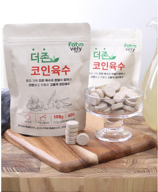 팜블리 나도 요리왕 더존 코인육수 깊은맛 60정, 2개, 198g