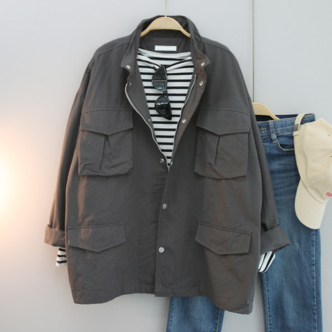 달콩 제이런오버핏하프야상 롱기장 아우터 긴팔 간절기