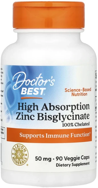 단백질 비타민 철분 마그내슘 칼슘 Doctor's Best 고흡수 아연 비스글리시네이트 50mg 베지 캡슐 90정 고루고루섭취해주세요, DoctorsBest고흡수아연비스글리시네이트50mg베지, 1개 - 쿠팡