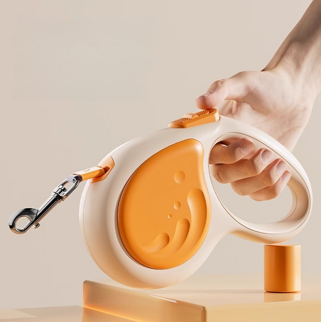 5m 길이 자동 리트랙터식 개 줄 반려견 자동 신축 목줄 경인줄 리드줄, 1개, 주황색