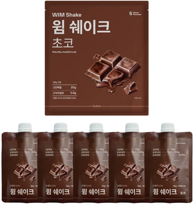 저당 저탄수 고단백 윔쉐이크 초코, 5개, 30g - 쿠팡
