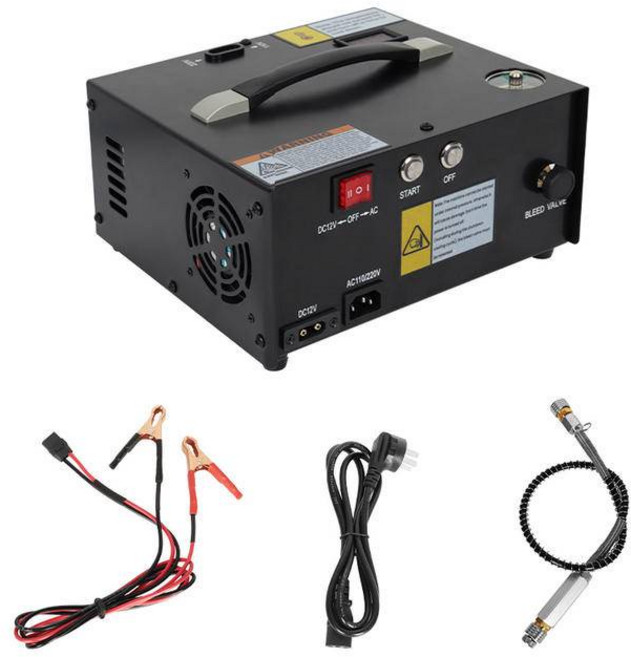 SDIVEOXY 高壓打氣機 車載氣泵 4500psi, 黑色,M, 1個