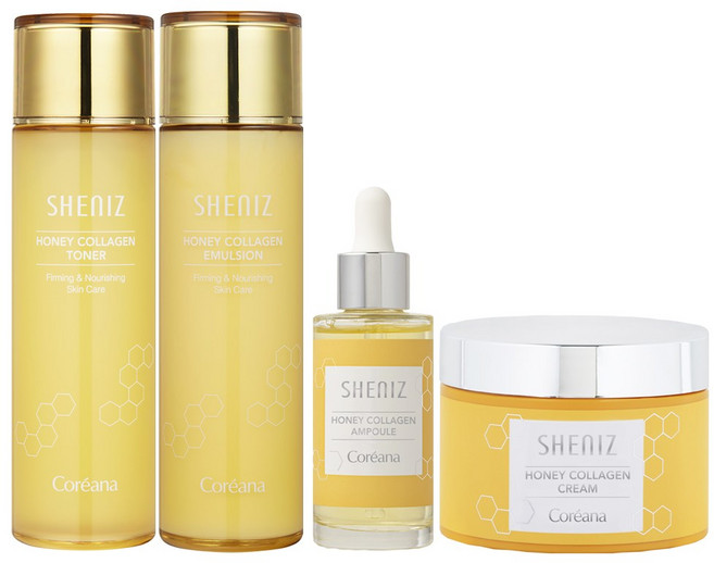 [고보습 고농축] 코리아나 쉬니즈 허니 콜라겐 4종 스킨토너150ml+에멀젼150ml+크림100ml+앰플50ml, 1세트