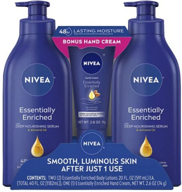 니베아 에센셜리 인리치드 딥 너리시 세럼 591ml 2개입 + 핸드 크림 74g 1개입, 1개, 1.256L - 쿠팡
