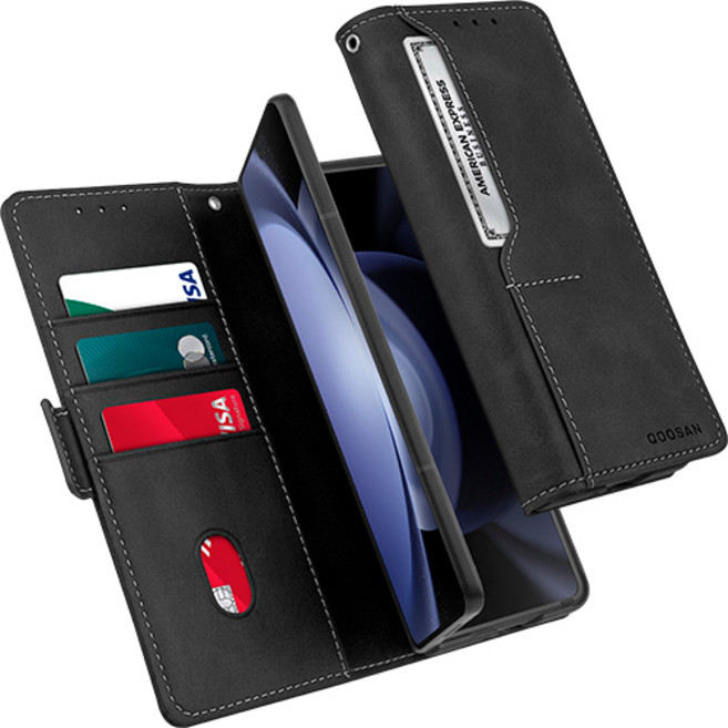 쿠산 갤럭시 Z 폴드 케이스 카드 수납 가죽 다이어리 플립 커버