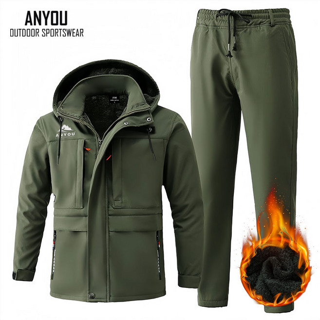 ANYOU 남성 겨울 기모 방한복 방한 방수 방풍 우주복 작업복 근무복 ZS-A06