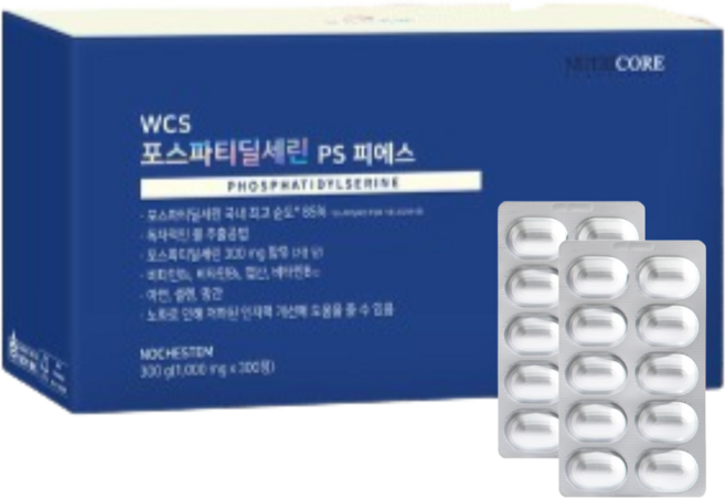 뉴트리코어 포스파티딜세린 300정 포스 피티 파틴 파스 딜세린 티딜 세린, 1개