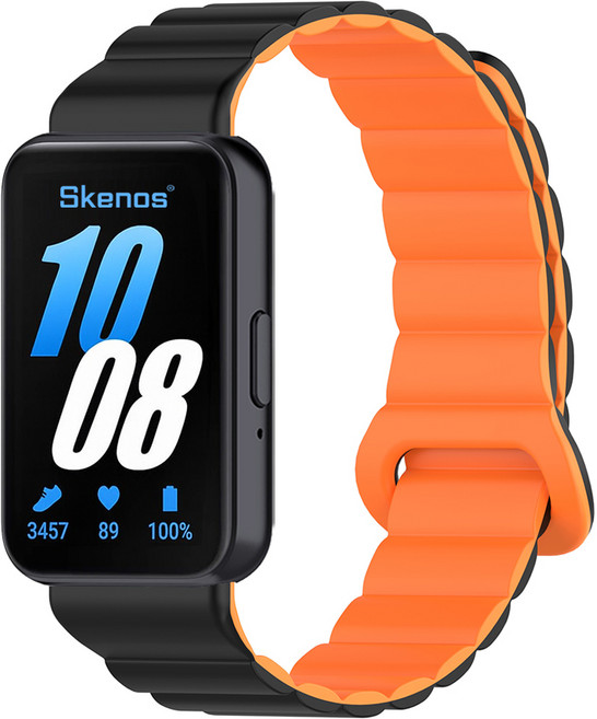 SKENOS 실리콘 마그네틱 스트랩 엠보싱 스포츠, 블랙(오렌지)