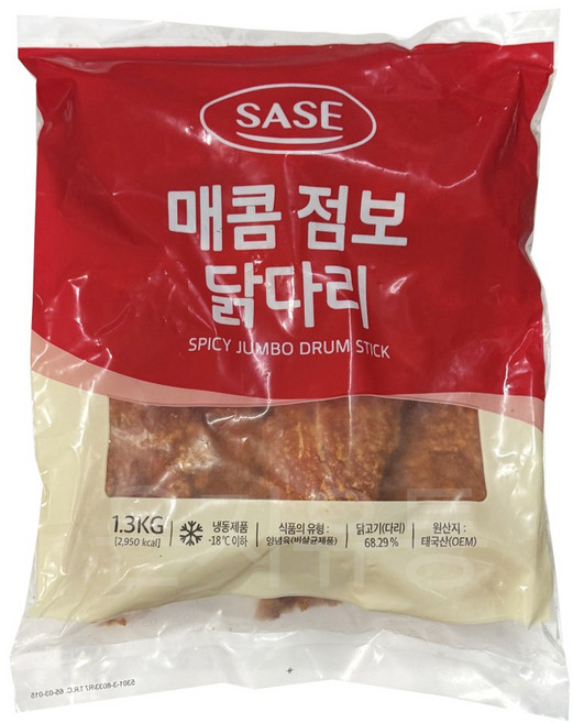 4위 - 제이케이푸드 사세 매콤점보닭다리 1.3kg 매콤치킨 매운치킨 닭다리, 1개