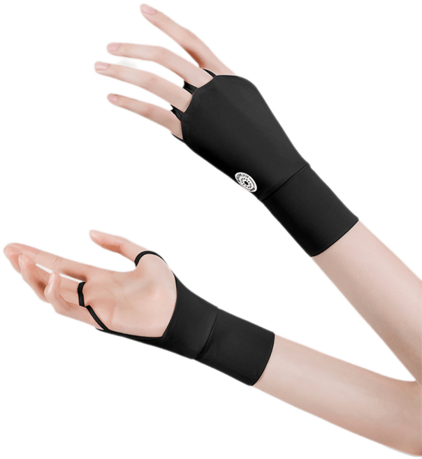 엘마운틴 남녀공용 자외선차단 손등토시 좌우세트 골프 운전 등산 조깅 야외활동 손등 가리개, 블랙, 1개