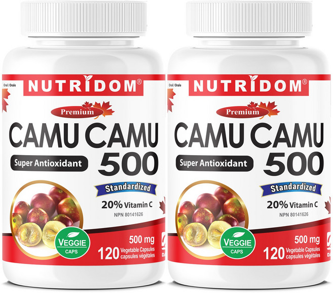 캐나다 뉴트리돔 카무카무 500 천연비타민C camu camu 열매 분말 가루 120식물성캡슐, 2개, 120정