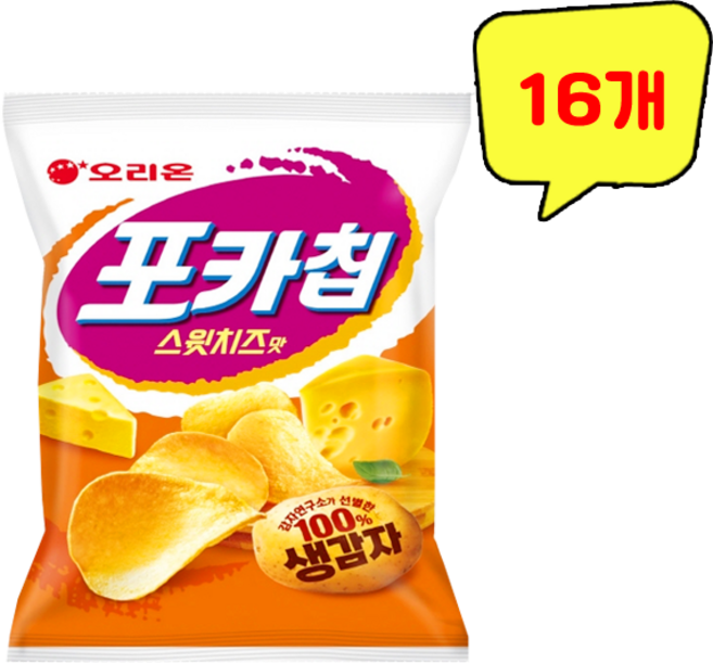 오리온 포카칩 스윗치즈맛, 60g, 16개
