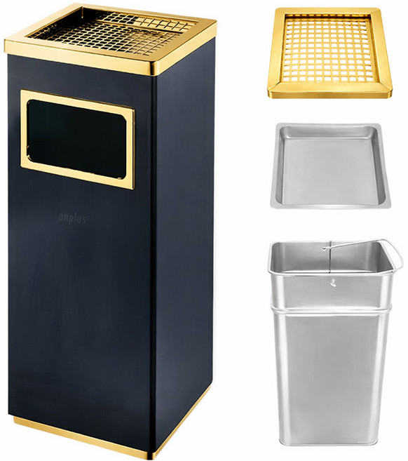 앙플러스 스텐리스 사각 재떨이 대형, 1개, 골드