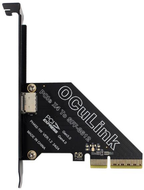 새로운 64Gbps PCI Express 4.0 X4-Oculink SFF-8612 확장 카드 라이저 변환기 + U.2 SSD 그래픽 카드용 로우 프로파일 브래킷, [01] 옵션1, 1개