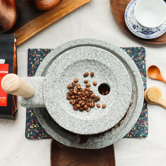 장수곱돌 커피맷돌 소 국내산 전통맷돌 분쇄 커피그라인더 핸드드립 체험용, 1개