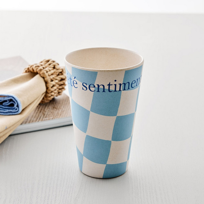 [모던하우스 광주역점] 데일리브런치 뱀부파이버 텀블러 400ML 체커보드 PL0123048, 1개