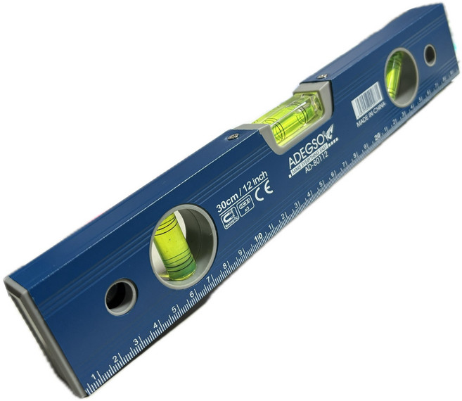 망고테크 adegso 자석 수평대 300mm 고강도 수평계 수평자 마그네틱 레벨 측정기 타일 변기 구배 알루미늄, 1개