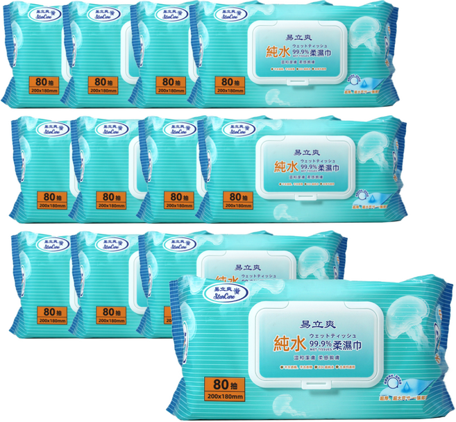 StarCare 易立爽 純水 99.9% 柔濕巾 80抽, 1個, 12個裝, 1000g