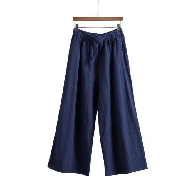 Makone 여성 솔리드 린넨 슬랙스 팬츠 캐주얼 슬림핏 와이드 스트레이트 바지