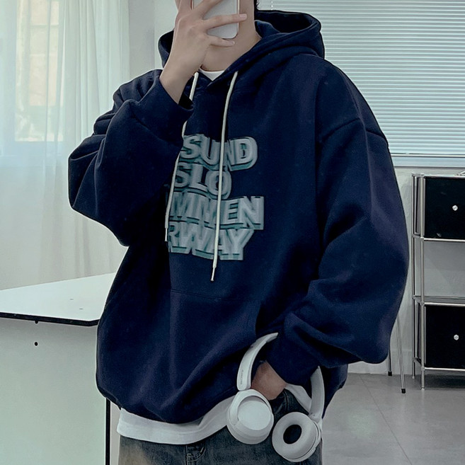 [S-XL] 오슬로 레터링 오버핏 후드 남녀공용 4color N