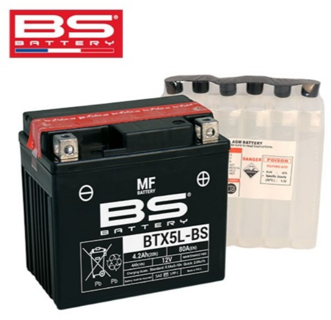 BS배터리 BTX5L-BS 12V 4.2Ah (유아사 YTX5L-BS) 위즈 아우라 커브100 플림100 등, 1개