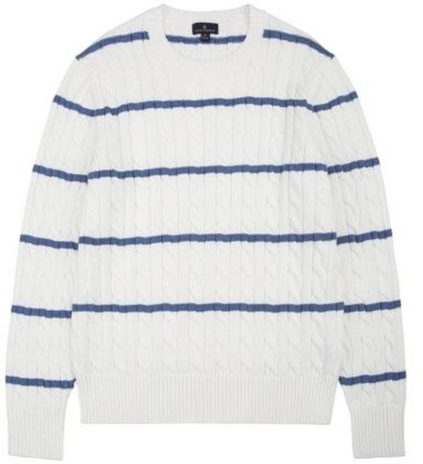 브룩스브라더스 스트라이프 크루넥 스웨터 (아이보리) (BBWRMF1327BES) 매장정품 248053