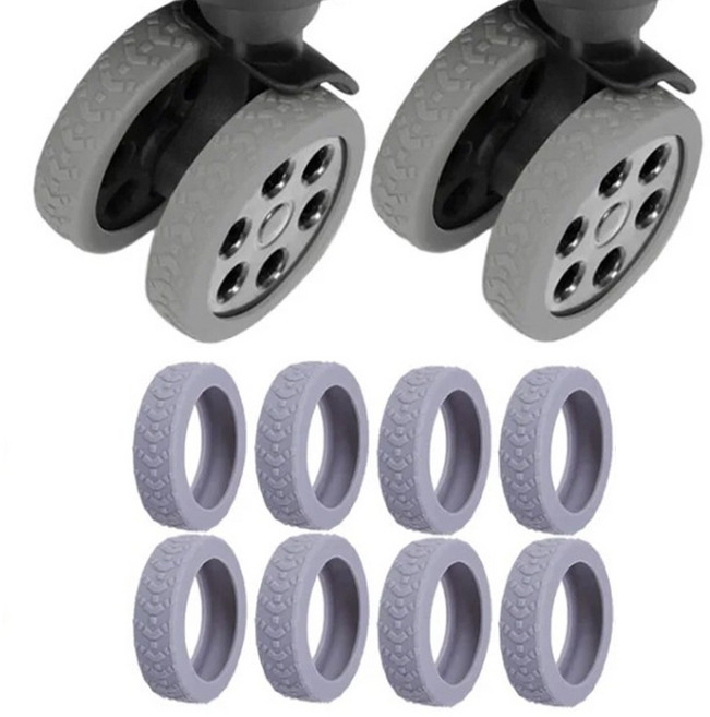 여행가방 캐리어 바퀴커버 보호대 실리콘 소음방지, 회색, 8개