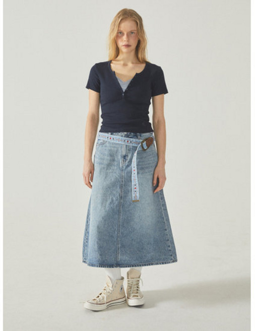 후아유 여성 Long Denim Cargo Skirt WHWJF2452F 1308889