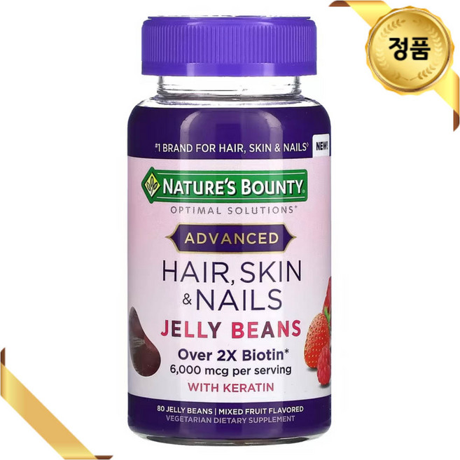 네이쳐스_바운티_헤어_스킨_앤_네일_비오틴_3000mcg_케라틴_비타민C_E_80젤리_(L3K542), 1개