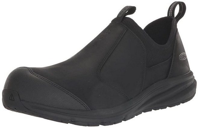 KEEN Utility 남성용 Vista Energy+ Shift 낮은 높이 합성 발가락 ESD 가죽 슬립온 산업용 작업화 블랙/블랙 7 와이드