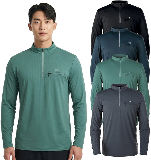 모렉스 남성 여름 쿨 스킨 집업 긴팔 스판 작업복 티셔츠 등산티 아웃도어