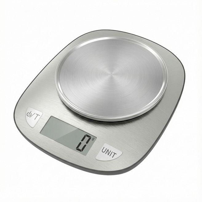 loftylife 가정용/주방용 대용량 고정도 전자저울 g(그램)과 ml(밀리리터) 2가지 단위 제공 스테인리스 실버 방수 디자인 LCD 디스플레이로 야간에도 쉬운, DH-8303, Silver, 5kg